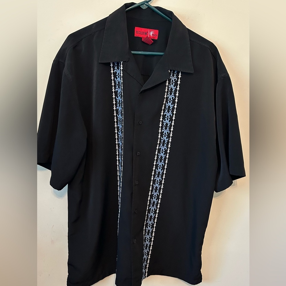OCI  Retro‎ Bowling Black W/stripe Button Down Short Sleeve Shirt Men’s Size XL